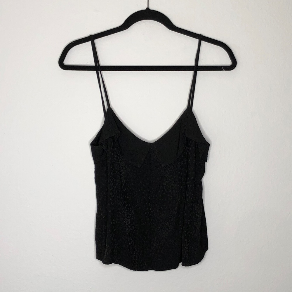 Anthropologie LACAUSA Black Jacquard Satin Cami Top Size Medium Goth - Picture 2 of 9